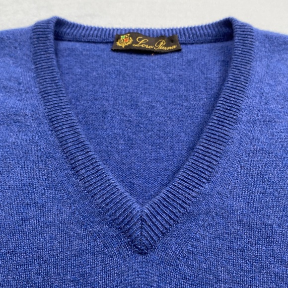 Loro Piana Cashmere Knit V Neck Pullover Sweater Vest (Light Blue) - Picture 7 of 15